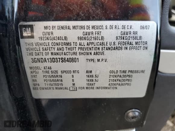 ✅ 2007 Chevrolet HHR LS • VIN: 3GNDA13D37S640801 • Lot: 44227155. Listed on Copart with 98,597 mi. Free auction sales archive from the USA and detailed vehicle history report at DreamBid. Image 12.