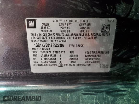 ✅ 2015 Chevrolet Silverado 2500HD LT • VIN: 1GC1KVE81FF527397 • Lot: 51275275. Listed on Copart with 203,323 mi. Free auction sales archive from the USA and detailed vehicle history report at DreamBid. Image 12.