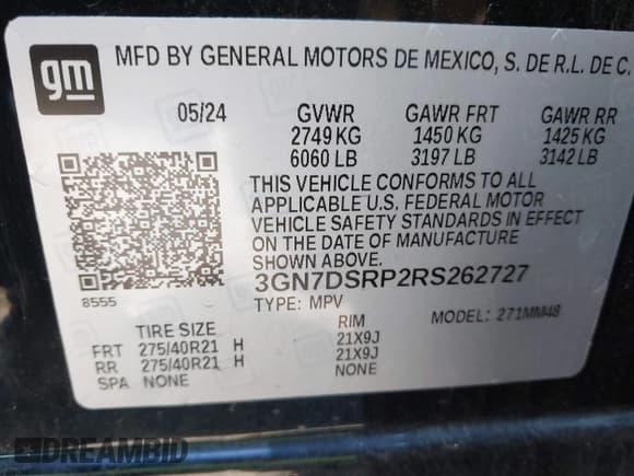 ✅ 2024 Chevrolet Equinox EV RS • VIN: 3GN7DSRP2RS262727 • Лот: 43559726. Опубликован ранее на IAAI с пробегом 14 693 миль. Бесплатный доступ к архиву аукционных продаж из США и подробный отчёт об истории автомобиля на DreamBid. Изображение 9.