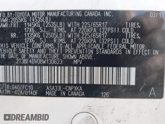 ✅ 2011 Toyota RAV4 • VIN: 2T3BF4DV0BW130623 • Лот: 43450554. Опубликован ранее на IAAI с пробегом 139 382 миль. Бесплатный доступ к архиву аукционных продаж из США и подробный отчёт об истории автомобиля на DreamBid. Изображение 9.