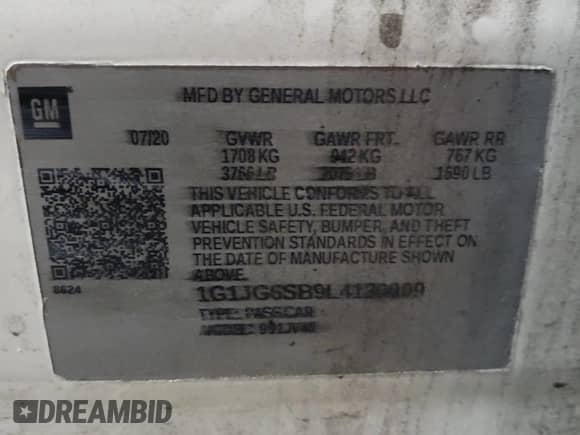 ✅ 2020 Chevrolet Sonic LT • VIN: 1G1JG6SB9L4130009 • Лот: 75645564. Размещён на Copart с пробегом 72 442 миль миль. Получите бесплатный доступ к архиву аукционных продаж из США и посмотрите подробный отчёт об истории автомобиля на DreamBid. Изображение 13.