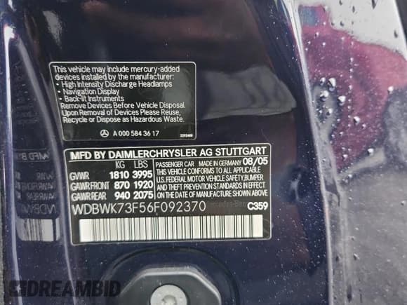 ✅ 2006 Mercedes-Benz SLK 55 AMG • VIN: WDBWK73F56F092370 • Lot: 82759835. Wystawiony na Copart z przebiegiem 98 792 mil. Bezpłatny archiwum sprzedaży aukcyjnych z USA i szczegółowy raport historii pojazdu na DreamBid. Zdjęcie 12.