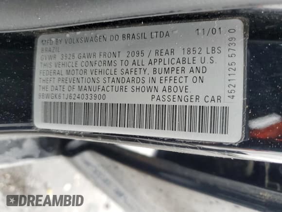 ✅ 2002 Volkswagen Golf GLS • VIN: 9BWGK61J624033900 • Лот: 57977275. Опубликован ранее на Copart с пробегом 79 646 миль. Бесплатный доступ к архиву аукционных продаж из США и подробный отчёт об истории автомобиля на DreamBid. Изображение 12.