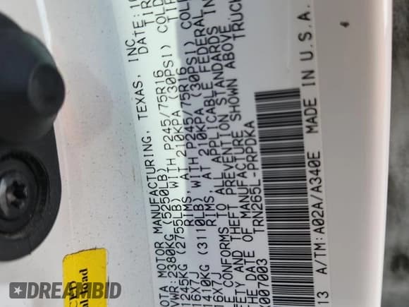 ✅ 2012 Toyota Tacoma PreRunner • VIN: 5TFJX4GN0CX007003 • Лот: 93154055. Опубликован ранее на Copart с пробегом 220 535 миль. Бесплатный доступ к архиву аукционных продаж из США и подробный отчёт об истории автомобиля на DreamBid. Изображение 12.