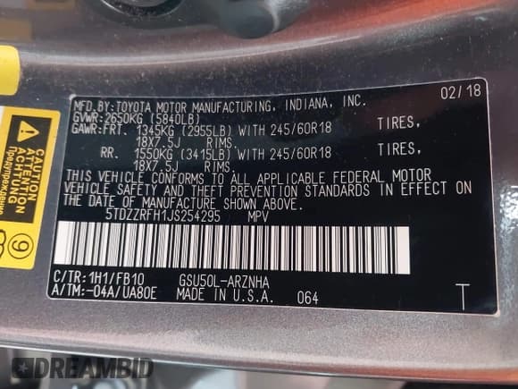 ✅ 2018 Toyota Highlander LE Plus • VIN: 5TDZZRFH1JS254295 • Lot: 43763432. Wystawiony na IAAI z przebiegiem 90 210 mil. Bezpłatny archiwum sprzedaży aukcyjnych z USA i szczegółowy raport historii pojazdu na DreamBid. Zdjęcie 9.