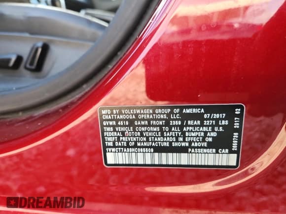 ✅ 2017 Volkswagen Passat SEL Premium • VIN: 1VWCT7A33HC085509 • Lot: 90846355. Wystawiony na Copart z przebiegiem 151 744 mil. Bezpłatny archiwum sprzedaży aukcyjnych z USA i szczegółowy raport historii pojazdu na DreamBid. Zdjęcie 12.