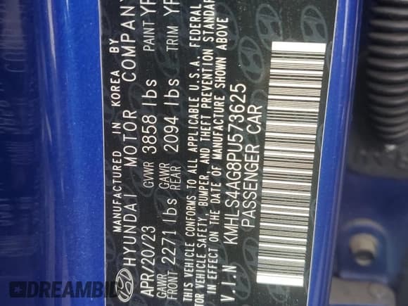 ✅ 2023 Hyundai Elantra SEL • VIN: KMHLS4AG8PU573625 • Lot: 87391905. Listed on Copart with 44,313 mi. Free auction sales archive from the USA and detailed vehicle history report at DreamBid. Image 12.