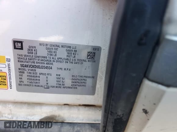 ✅ 2013 Buick Enclave Leather • VIN: 5GAKVCKD9DJ204504 • Лот: 86859895. Опубликован ранее на Copart с пробегом 188 202 миль. Бесплатный доступ к архиву аукционных продаж из США и подробный отчёт об истории автомобиля на DreamBid. Изображение 14.