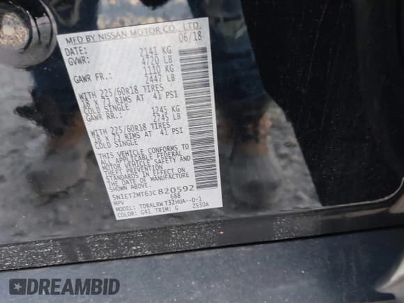 ✅ 2018 Nissan Rogue SL Hybrid • VIN: 5N1ET2MT6JC820592 • Lot: 41386493. Listed on IAAI with 135,623 mi. Free auction sales archive from the USA and detailed vehicle history report at DreamBid. Image 9.