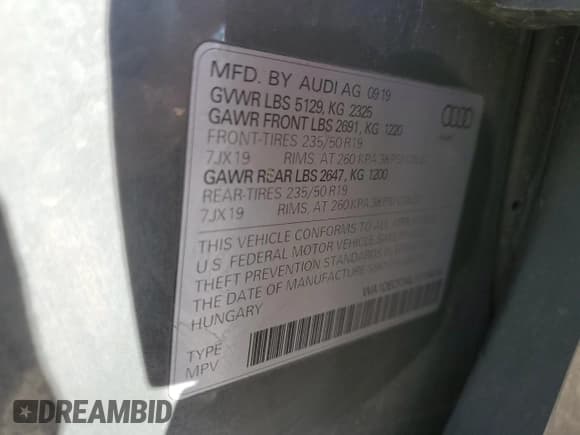 ✅ 2020 Audi Q3 S line Premium • VIN: WA1DECF34L1018418 • Lot: 91040585. Listed on Copart with 126,957 mi. Free auction sales archive from the USA and detailed vehicle history report at DreamBid. Image 13.