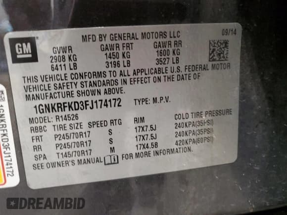 ✅ 2015 Chevrolet Traverse LS • VIN: 1GNKRFKD3FJ174172 • Lot: 86463165. Wystawiony na Copart z przebiegiem 141 068 mil. Bezpłatny archiwum sprzedaży aukcyjnych z USA i szczegółowy raport historii pojazdu na DreamBid. Zdjęcie 13.