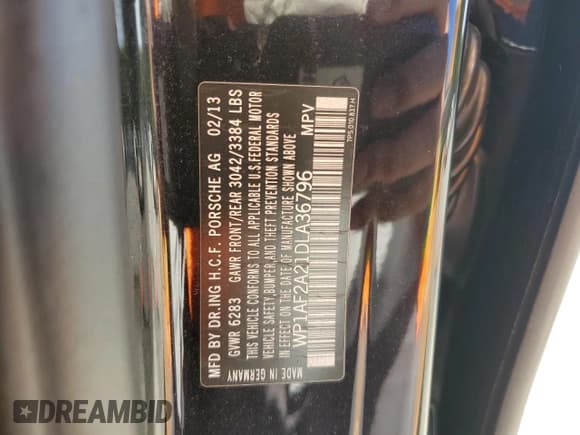 ✅ 2013 Porsche Cayenne Diesel • VIN: WP1AF2A21DLA36796 • Lot: 84369035. Wystawiony na Copart z przebiegiem 613 567 mil. Bezpłatny archiwum sprzedaży aukcyjnych z USA i szczegółowy raport historii pojazdu na DreamBid. Zdjęcie 13.