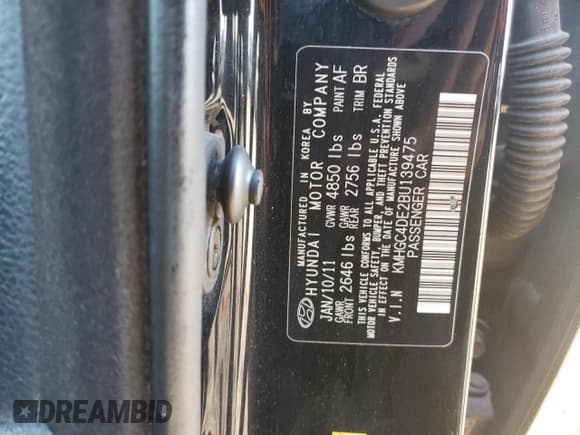 ✅ 2011 Hyundai Genesis • VIN: KMHGC4DE2BU139475 • Лот: 71754565. Опубликован ранее на Copart с пробегом 230 334 миль. Бесплатный доступ к архиву аукционных продаж из США и подробный отчёт об истории автомобиля на DreamBid. Изображение 12.