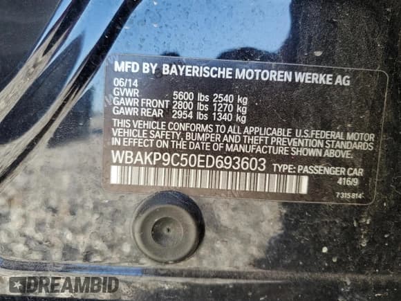 ✅ 2014 BMW 5 Series 550i xDrive • VIN: WBAKP9C50ED693603 • Lot: 49084965. Listed on Copart with 133,048 mi. Free auction sales archive from the USA and detailed vehicle history report at DreamBid. Image 14.