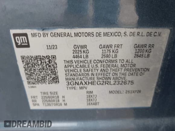 ✅ 2024 Chevrolet Equinox LS • VIN: 3GNAXHEG2RL232675 • Лот: 43349473. Опубликован ранее на IAAI с пробегом 6 390 миль. Бесплатный доступ к архиву аукционных продаж из США и подробный отчёт об истории автомобиля на DreamBid. Изображение 9.