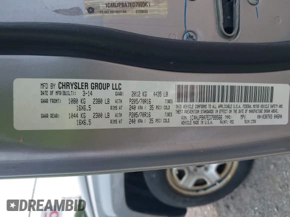 ✅ 2014 Jeep Patriot Sport • VIN: 1C4NJPBA7ED799566 • Lot: 42424762. Listed on IAAI with 122,488 mi. Free auction sales archive from the USA and detailed vehicle history report at DreamBid. Image 9.