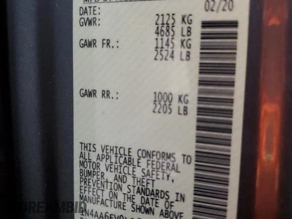 ✅ 2020 Nissan Maxima SR • VIN: 1N4AA6EV0LC377364 • Lot: 84602215. Listed on Copart with 56,369 mi. Free auction sales archive from the USA and detailed vehicle history report at DreamBid. Image 13.