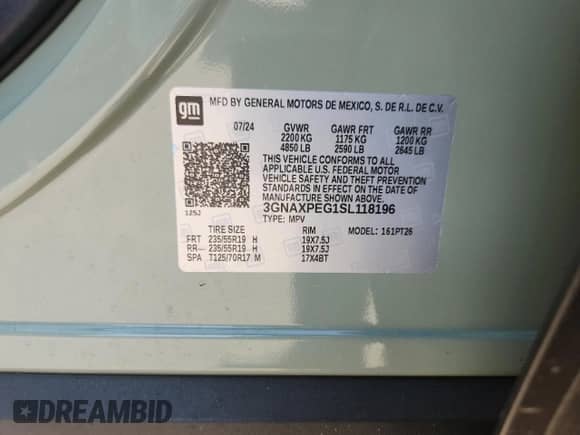 2025 Chevrolet Equinox AWD LT z VIN 3GNAXPEG1SL118196, wystawiony jako Copart lot #80846685 z przebiegiem 5 968 mil mil oraz Szkoda całkowita • Salvage title. Historia ofert i sprzedaży dostępna na DreamBid. Obrazek 13.