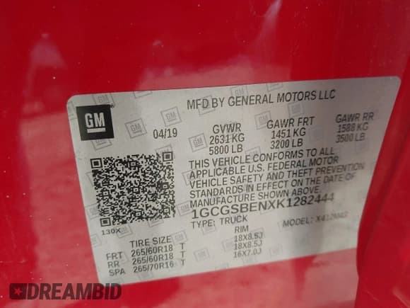 ✅ 2019 Chevrolet Colorado 2WD Work Truck • VIN: 1GCGSBENXK1282444 • Лот: 41314571. Опубликован ранее на IAAI с пробегом 92 416 миль. Бесплатный доступ к архиву аукционных продаж из США и подробный отчёт об истории автомобиля на DreamBid. Изображение 9.