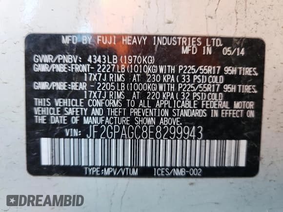 ✅ 2014 Subaru Crosstrek Limited • VIN: JF2GPAGC8E8299943 • Лот: 82352755. Опубликован ранее на Copart с пробегом 118 294 миль. Бесплатный доступ к архиву аукционных продаж из США и подробный отчёт об истории автомобиля на DreamBid. Изображение 13.