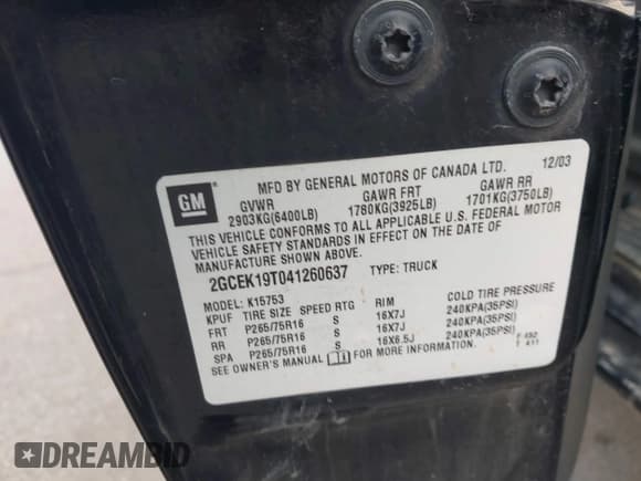 ✅ 2004 Chevrolet Silverado 1500 • VIN: 2GCEK19T041260637 • Lot: 41587738. Wystawiony na IAAI z przebiegiem 153 022 mil. Bezpłatny archiwum sprzedaży aukcyjnych z USA i szczegółowy raport historii pojazdu na DreamBid. Zdjęcie 9.