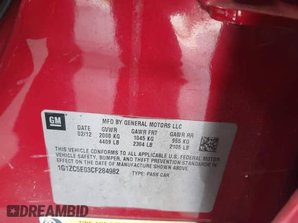 2012 Chevrolet Malibu 1LT с VIN 1G1ZC5E03CF284982, выставлен на аукционе IAAI как лот 43379149 с пробегом 200 196 миль миль и . История ставок и продаж доступна на DreamBid. Изображение 9.