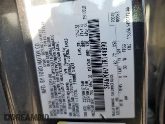 ✅ 2015 Ford Fusion SE • VIN: 3FA6P0H71FR144890 • Lot: 64749745. Wystawiony na Copart z przebiegiem 195 187 mil. Bezpłatny archiwum sprzedaży aukcyjnych z USA i szczegółowy raport historii pojazdu na DreamBid. Zdjęcie 13.