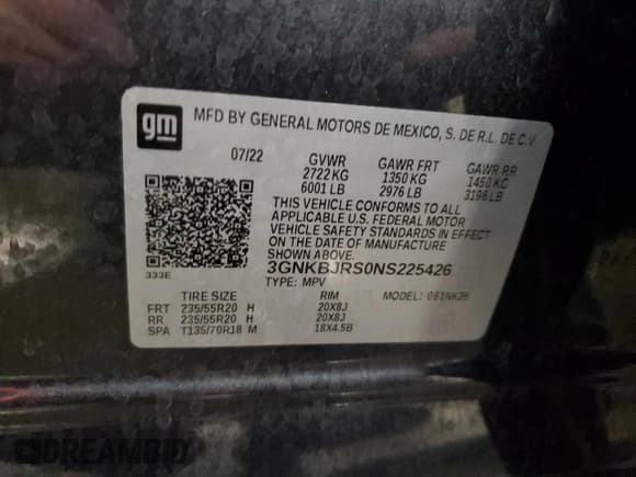 ✅ 2022 Chevrolet Blazer LT • VIN: 3GNKBJRS0NS225426 • Lot: 56192155. Listed on Copart with 30,823 mi. Free auction sales archive from the USA and detailed vehicle history report at DreamBid. Image 13.