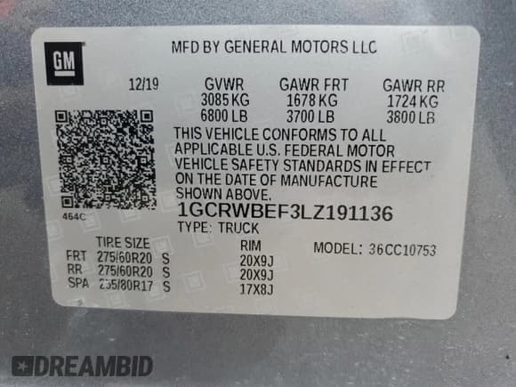 ✅ 2020 Chevrolet Silverado 1500 Custom • VIN: 1GCRWBEF3LZ191136 • Lot: 81049624. Wystawiony na Copart z przebiegiem 77 711 mil. Bezpłatny archiwum sprzedaży aukcyjnych z USA i szczegółowy raport historii pojazdu na DreamBid. Zdjęcie 14.