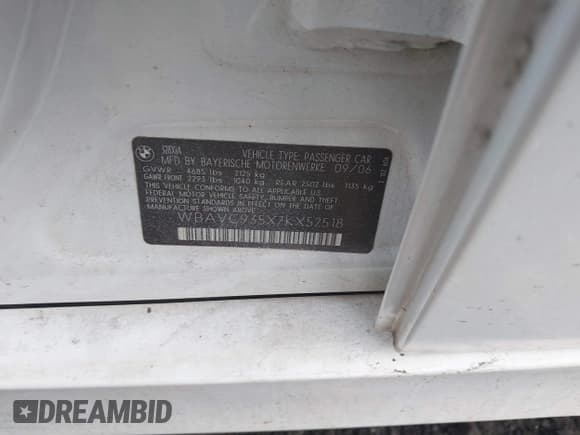 ✅ 2007 BMW 3 Series 328xi • VIN: WBAVC935X7KX52518 • Лот: 41461857. Опубликован ранее на IAAI с пробегом Не указан. Бесплатный доступ к архиву аукционных продаж из США и подробный отчёт об истории автомобиля на DreamBid. Изображение 9.