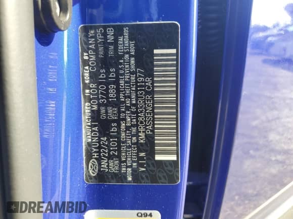 2024 Hyundai Venue SEL с VIN KMHRC8A33RU311977, выставлен на аукционе Copart как лот 67999934 с пробегом 2 429 миль миль и Списание • Salvage title. История ставок и продаж доступна на DreamBid. Изображение 15.