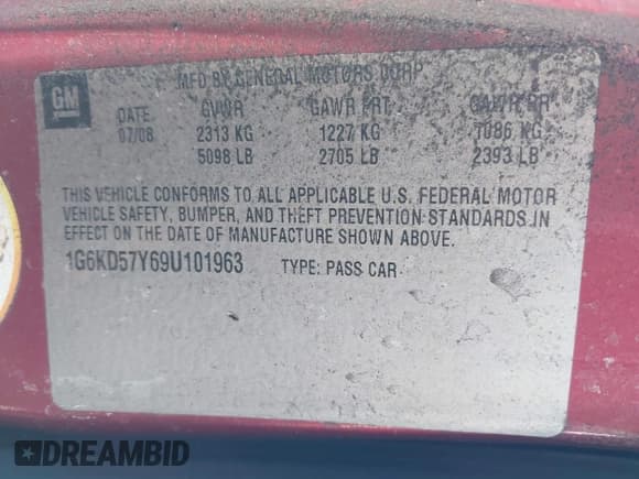✅ 2009 Cadillac DTS 1SA • VIN: 1G6KD57Y69U101963 • Lot: 41674989. Wystawiony na IAAI z przebiegiem 126 564 mil. Bezpłatny archiwum sprzedaży aukcyjnych z USA i szczegółowy raport historii pojazdu na DreamBid. Zdjęcie 9.