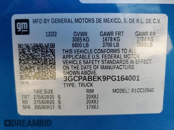 ✅ 2023 Chevrolet Silverado 1500 Custom • VIN: 3GCPABEK9PG164001 • Lot: 87275445. Wystawiony na Copart z przebiegiem 13 082 mil. Bezpłatny archiwum sprzedaży aukcyjnych z USA i szczegółowy raport historii pojazdu na DreamBid. Zdjęcie 12.