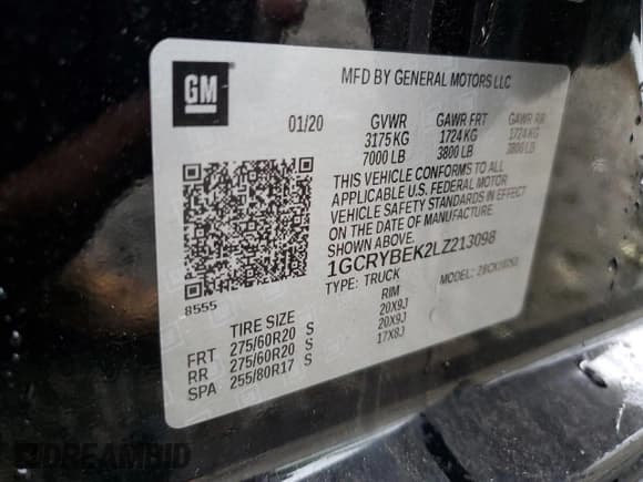 ✅ 2020 Chevrolet Silverado 1500 Custom • VIN: 1GCRYBEK2LZ213098 • Lot: 62919325. Listed on Copart with 58,156 mi. Free auction sales archive from the USA and detailed vehicle history report at DreamBid. Image 12.