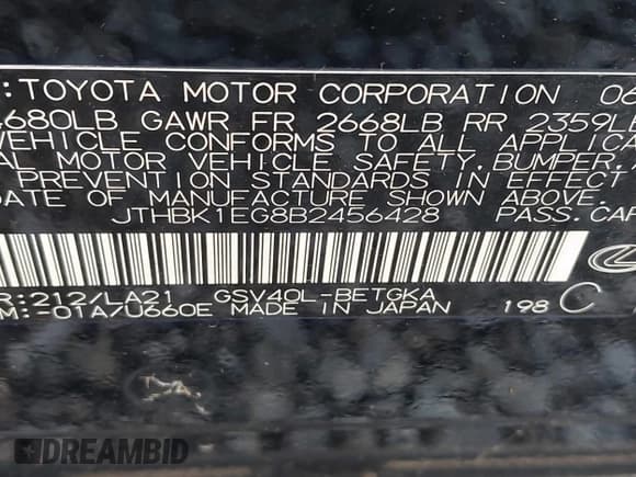 ✅ 2011 Lexus ES 330 • VIN: JTHBK1EG8B2456428 • Лот: 43751755. Опубликован ранее на IAAI с пробегом 251 145 миль. Бесплатный доступ к архиву аукционных продаж из США и подробный отчёт об истории автомобиля на DreamBid. Изображение 9.