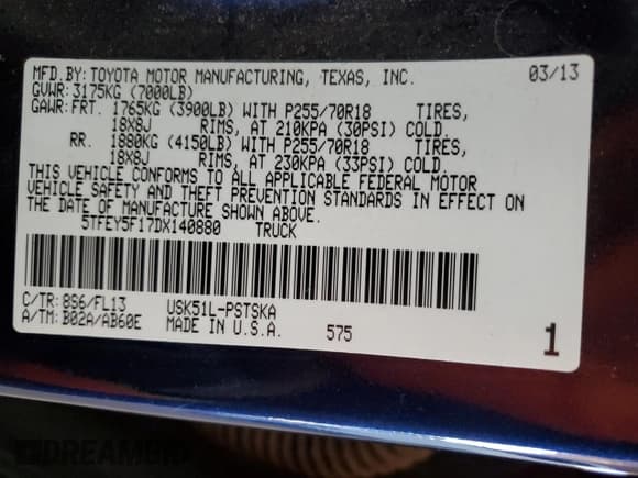 ✅ 2013 Toyota Tundra • VIN: 5TFEY5F17DX140880 • Lot: 90082905. Listed on Copart with 164,978 mi. Free auction sales archive from the USA and detailed vehicle history report at DreamBid. Image 12.