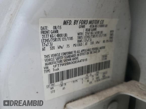 ✅ 2016 Ford F-250 XL • VIN: 1FT7W2B63GEA47515 • Lot: 96912615. Wystawiony na Copart z przebiegiem 243 739 mil. Bezpłatny archiwum sprzedaży aukcyjnych z USA i szczegółowy raport historii pojazdu na DreamBid. Zdjęcie 12.