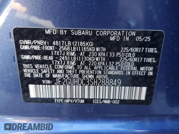 ✅ 2025 Subaru Crosstrek Premium • VIN: JF2GUHDC3SH288849 • Lot: 86305185. Wystawiony na Copart z przebiegiem 2 591 mil. Bezpłatny archiwum sprzedaży aukcyjnych z USA i szczegółowy raport historii pojazdu na DreamBid. Zdjęcie 13.