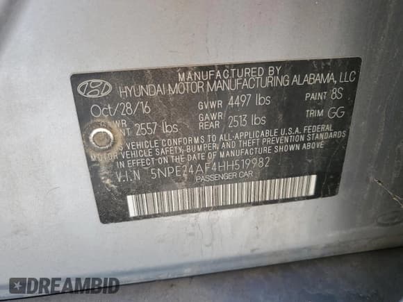 ✅ 2017 Hyundai Sonata 2.4L • VIN: 5NPE24AF4HH519982 • Лот: 81936125. Опубликован ранее на Copart с пробегом 158 936 миль. Бесплатный доступ к архиву аукционных продаж из США и подробный отчёт об истории автомобиля на DreamBid. Изображение 13.