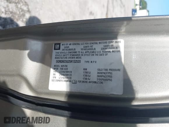 ✅ 2005 Hummer H2 SUV • VIN: 5GRGN23U25H132520 • Lot: 42821590. Wystawiony na IAAI z przebiegiem 250 426 mil. Bezpłatny archiwum sprzedaży aukcyjnych z USA i szczegółowy raport historii pojazdu na DreamBid. Zdjęcie 9.