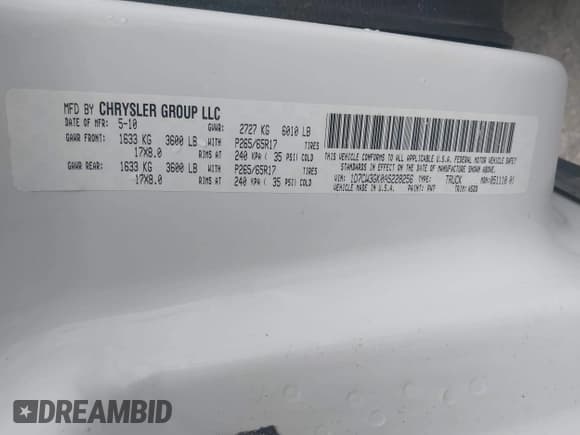 ✅ 2010 Dodge Dakota Bighorn/Lonestar • VIN: 1D7CW3GK0AS228256 • Lot: 41552140. Wystawiony na IAAI z przebiegiem 195 566 mil. Bezpłatny archiwum sprzedaży aukcyjnych z USA i szczegółowy raport historii pojazdu na DreamBid. Zdjęcie 9.