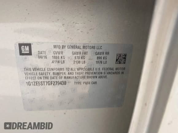 2016 Chevrolet Malibu LT с VIN 1G1ZE5ST7GF279430, выставлен на аукционе IAAI как лот 42972458 с пробегом 106 037 миль миль и . История ставок и продаж доступна на DreamBid. Изображение 9.