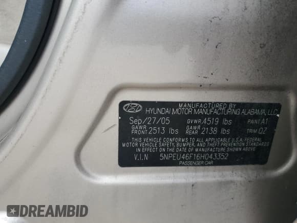 ✅ 2006 Hyundai Sonata GLS • VIN: 5NPEU46F16H043352 • Lot: 82283495. Wystawiony na Copart z przebiegiem 144 838 mil. Bezpłatny archiwum sprzedaży aukcyjnych z USA i szczegółowy raport historii pojazdu na DreamBid. Zdjęcie 12.