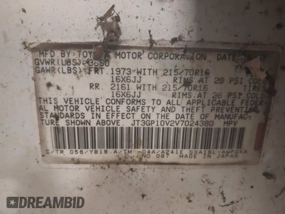 ✅ 1997 Toyota RAV4 • VIN: JT3GP10V2V7024380 • Lot: 42807335. Wystawiony na IAAI z przebiegiem 310 548 mil. Bezpłatny archiwum sprzedaży aukcyjnych z USA i szczegółowy raport historii pojazdu na DreamBid. Zdjęcie 9.