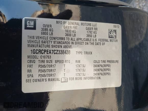 2012 Chevrolet Silverado 1500 Work Truck z VIN 1GCRCPEA7CZ338438, wystawiony jako IAAI lot #42353297 z przebiegiem 219 602 mil mil oraz . Historia ofert i sprzedaży dostępna na DreamBid. Obrazek 9.