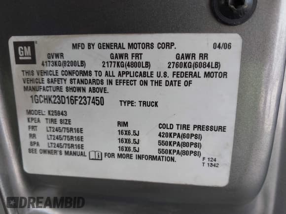 ✅ 2006 Chevrolet Silverado 2500HD LT3 • VIN: 1GCHK23D16F237450 • Лот: 42576469. Опубликован ранее на IAAI с пробегом 170 829 миль. Бесплатный доступ к архиву аукционных продаж из США и подробный отчёт об истории автомобиля на DreamBid. Изображение 9.