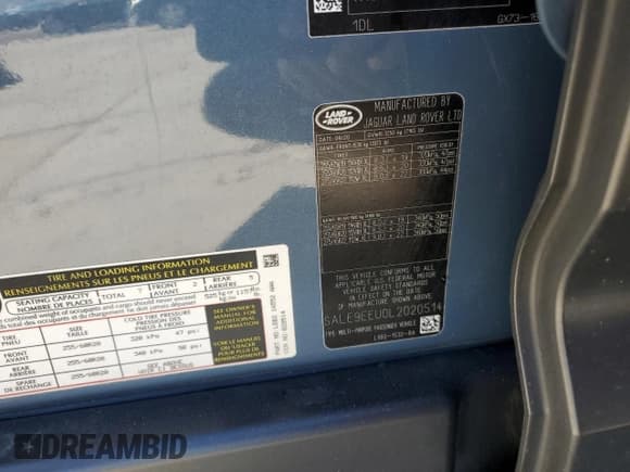 ✅ 2020 Land Rover Defender HSE • VIN: SALE9EEU0L2020514 • Lot: 86503405. Listed on Copart with Not provided. Free auction sales archive from the USA and detailed vehicle history report at DreamBid. Image 12.