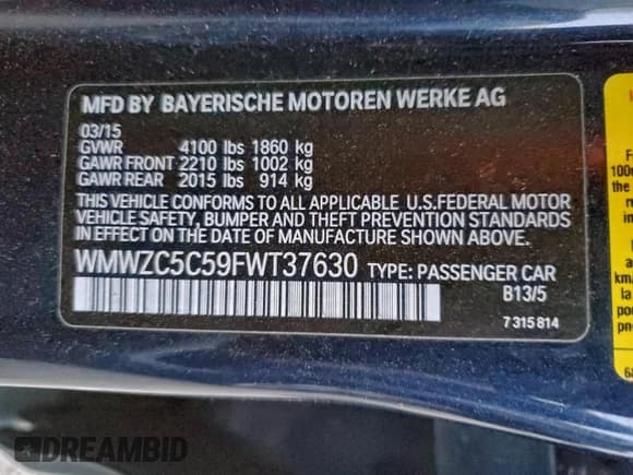 ✅ 2015 MINI Countryman S • VIN: WMWZC5C59FWT37630 • Lot: 95738555. Listed on Copart with 124,397 mi. Free auction sales archive from the USA and detailed vehicle history report at DreamBid. Image 13.