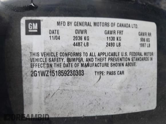 ✅ 2005 Chevrolet Monte Carlo SS Supercharged • VIN: 2G1WZ151859230303 • Lot: 40873297. Wystawiony na IAAI z przebiegiem 144 017 mil. Bezpłatny archiwum sprzedaży aukcyjnych z USA i szczegółowy raport historii pojazdu na DreamBid. Zdjęcie 9.