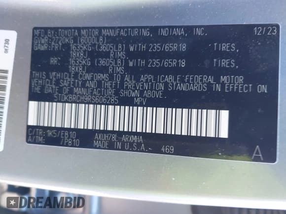 ✅ 2024 Toyota Highlander Hybrid XLE • VIN: 5TDKBRCH9RS606285 • Lot: 41437348. Wystawiony na IAAI z przebiegiem 18 772 mil. Bezpłatny archiwum sprzedaży aukcyjnych z USA i szczegółowy raport historii pojazdu na DreamBid. Zdjęcie 9.